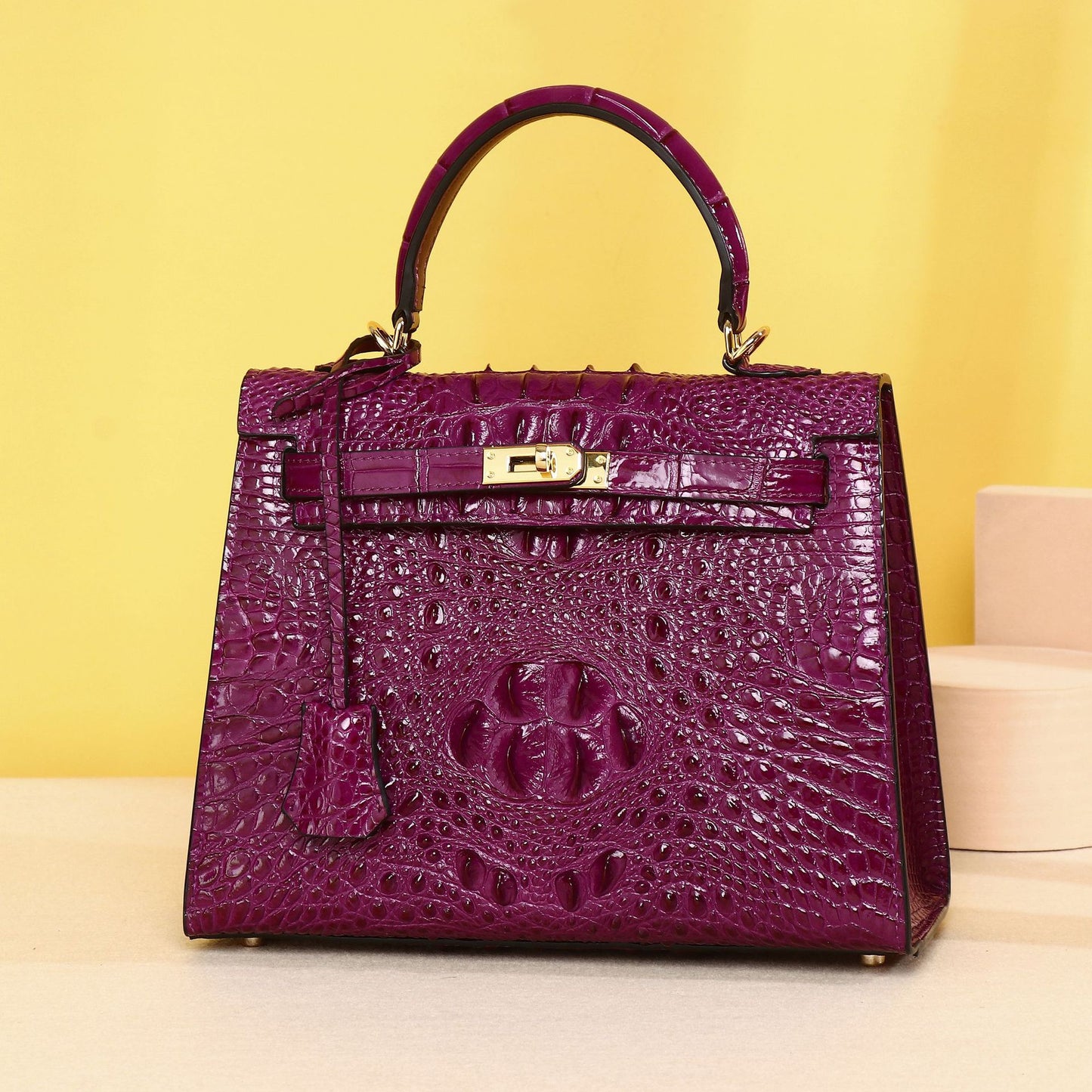 New Arrival Classic Croc-Effect Kelly-Inspired Bag for Women, A Versatile Top-Handle Crossbody Shoulder Handbag with High-End Outdoor Design