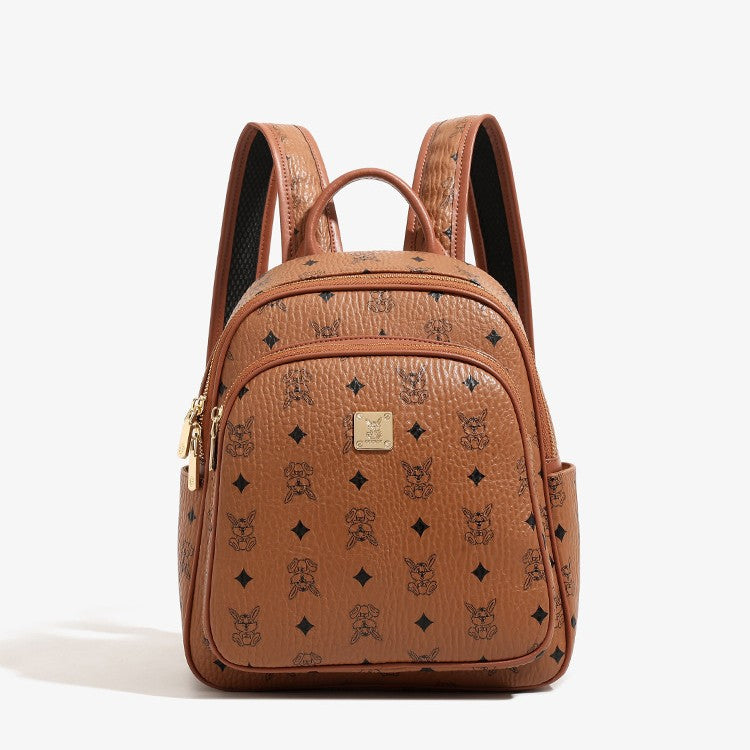 Genuine Soft Leather Large Capacity Backpack for Women, New Trendy Printed Travel Commute Daypack, Casual Everyday Bag for Ladies
