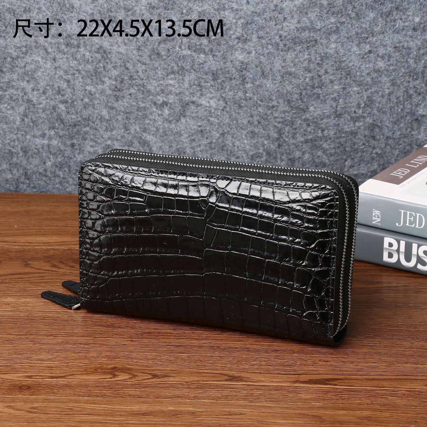 New Arrival Croc-Effect Double-Zip Large Clutch for Men, A Classic Handheld Wallet with Multiple Card Slots & Spacious Design, Perfect for Business & Daily Use
