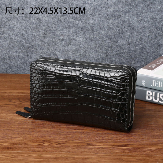 New Arrival Croc-Effect Double-Zip Large Clutch for Men, A Classic Handheld Wallet with Multiple Card Slots & Spacious Design, Perfect for Business & Daily Use