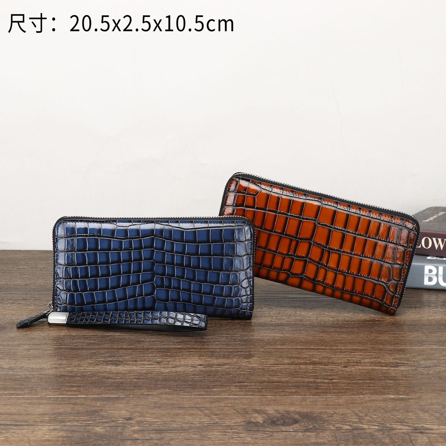 New Arrival Distressed Croc-Effect Long Clutch Wallet for Men, A High-End Handcrafted Vintage Handheld Wallet with Multiple Card Slots