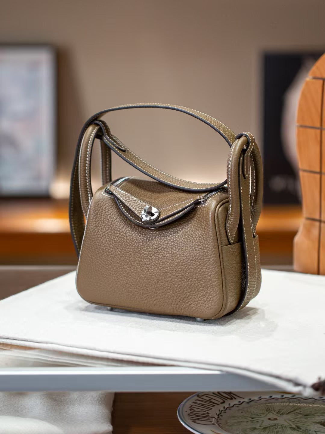 Women's Lindy-Style Cross-Body Shoulder Bag 19-26cm, Hermès-Inspired Top-Handle Handbag in Premium TC Full-Grain Cowhide Leather, Versatile Satchel for Work, Travel & Daily Use, New Arrival