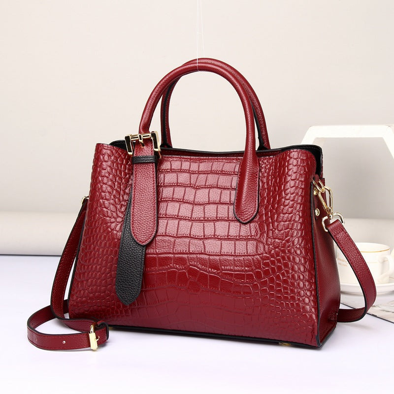New Arrival Lady-Inspired Croc-Effect Genuine Leather Bag for Women, A Minimalist Crossbody Shoulder Top-Handle Handbag with Versatile Fashionable Design 6058