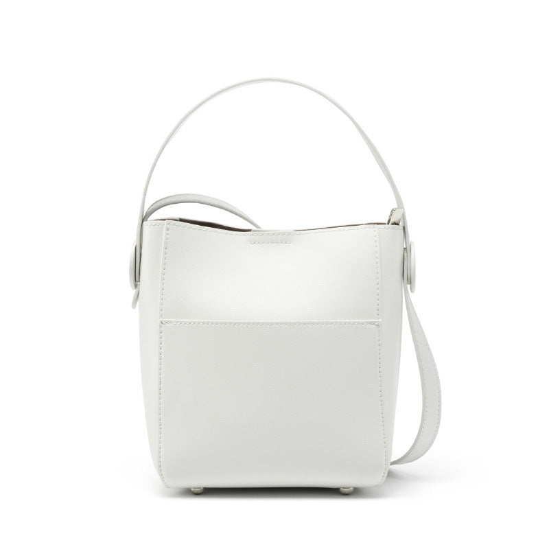 Genuine Cowhide Bucket Bag for Women, New Large Capacity Commute Shoulder Crossbody Purse, Premium Summer Leather Handbag for Ladies
