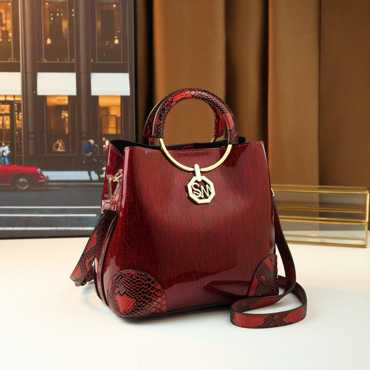 Chinese Style Ring Tote Bag for Women Large Capacity Summer Shoulder Crossbody Handbag, Versatile Elegant Purse with Stylish Hardware