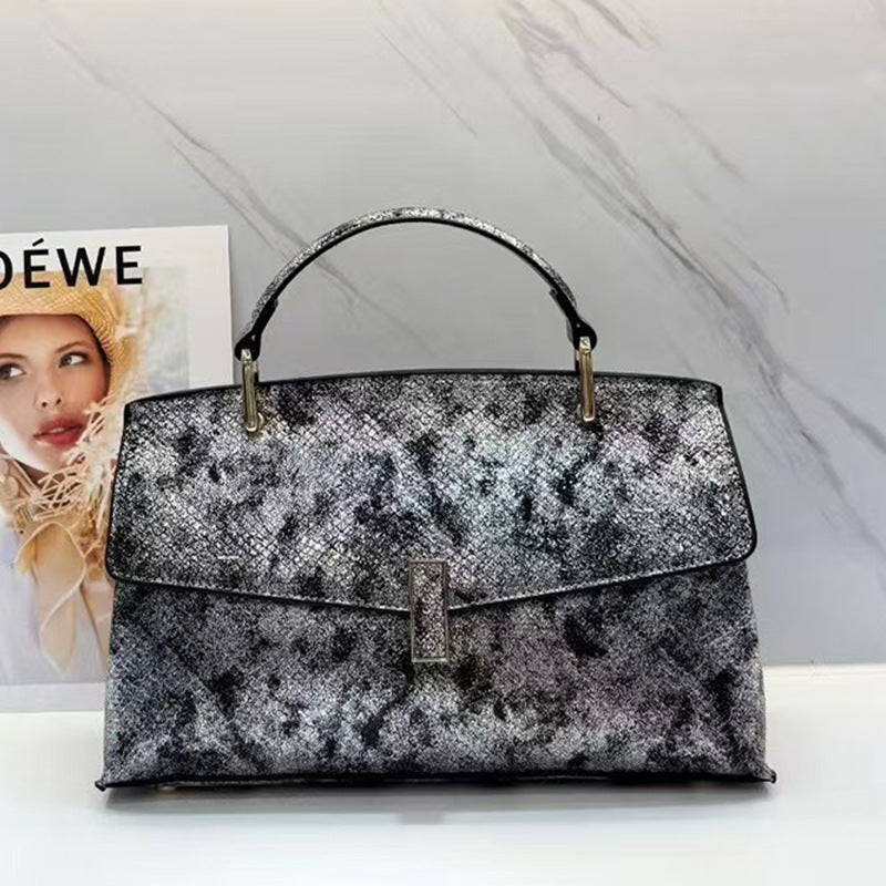 Genuine Leather Shell Bag for Women, New Premium Mom Shoulder Crossbody Top Handle Purse, Fashionable Everyday Handbag for Ladies