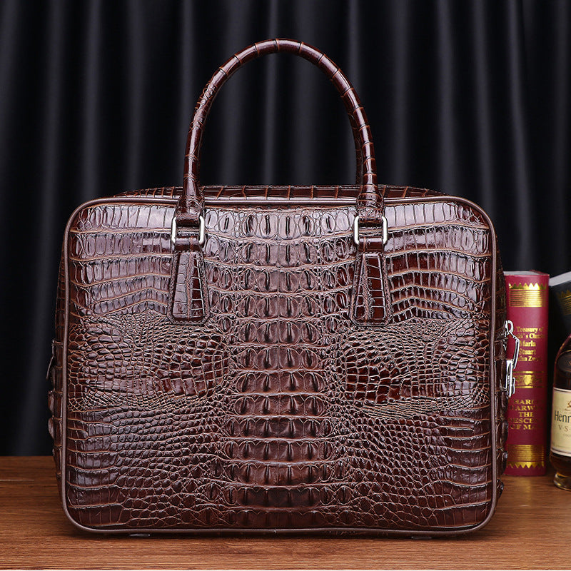 New Arrival Croc-Effect Business Briefcase for Men, A Fashionable Top-Handle Leather Bag with Versatile Commuter Design, Perfect for Work & Travel
