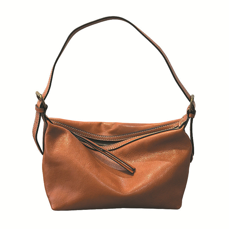 Genuine Vegetable-Tanned Top Layer Cowhide Bag for Women, New Spring Shoulder Crossbody Underarm Purse, Minimalist Chic Commute Handbag for Ladies