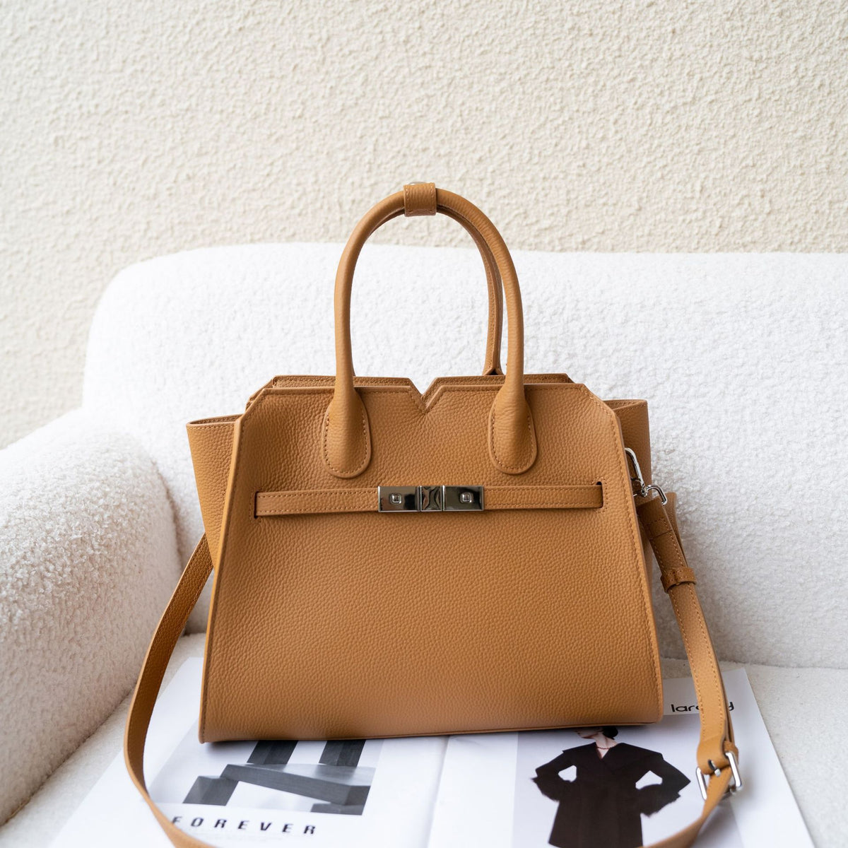 Chic Top-Layer Cowhide Leather Birkin-Inspired Wing Tote Bag for Women, Minimalist Shell Design Handbag with Light Luxury Feel, Spacious Top-Handle Purse for Everyday Style