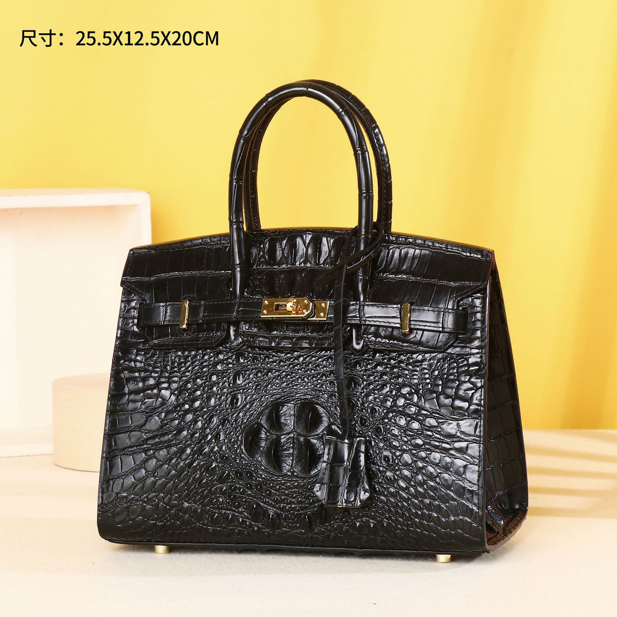 Elegant Croc-Embossed Birkin-Inspired Tote Bag for Women, Premium Top-Handle Handbag with Exquisite Edge Painting, A Thoughtful Mother's Day Gift for Mom