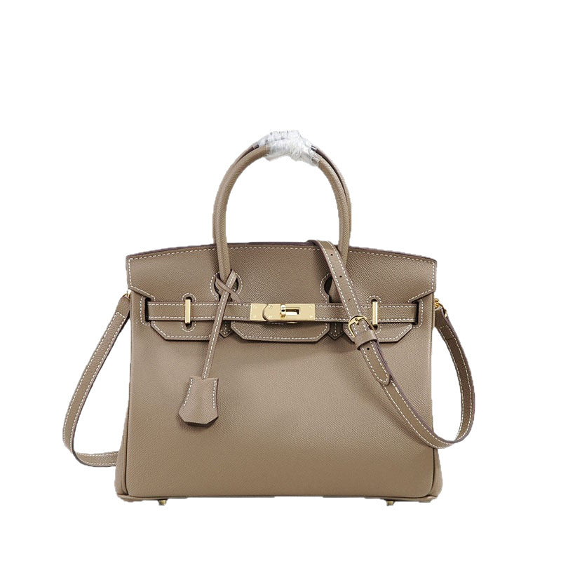Palm Pattern Birkin Style Top Grain Cowhide Leather Large Tote Handbag Kelly Inspired Shoulder Crossbody Bag for Women