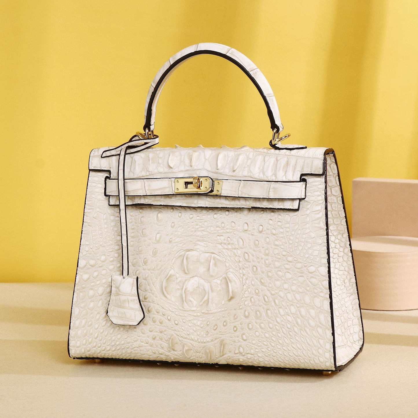New Arrival Classic Croc-Effect Kelly-Inspired Bag for Women, A Versatile Top-Handle Crossbody Shoulder Handbag with High-End Outdoor Design