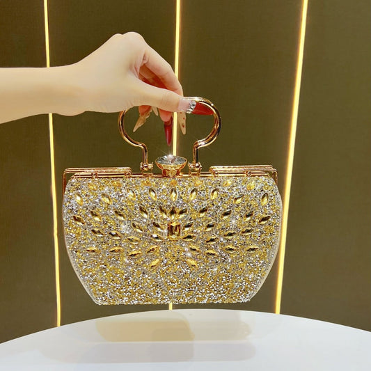Dazzling Full Rhinestone Embellished Evening Bag for Women, A Large Capacity Light Luxury Top-Handle Shoulder Handbag, Perfect for Parties Banquets & Formal Dresses