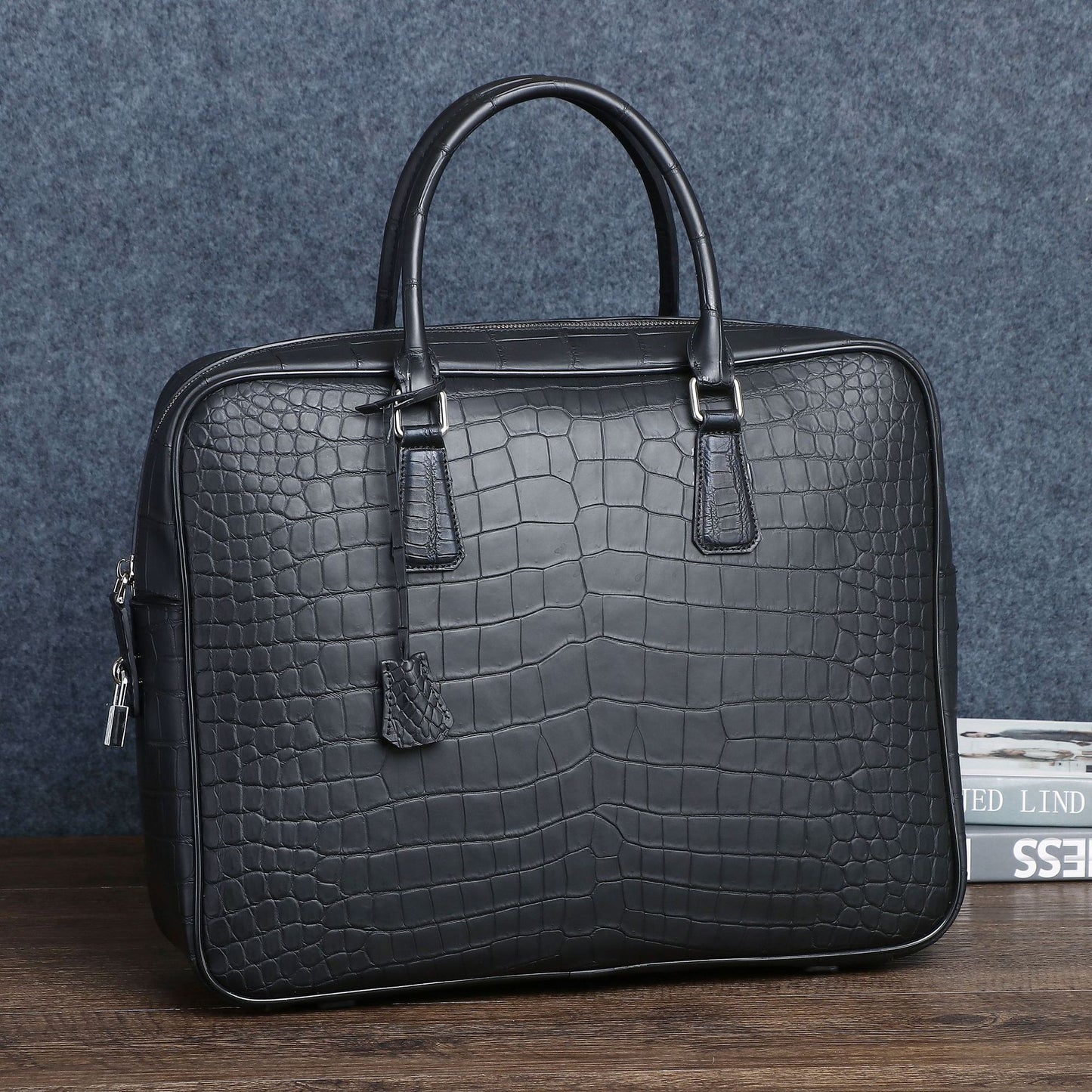 New Arrival Matte Croc-Effect Large Briefcase for Men, An Oversized Top-Handle Laptop Document Bag with Professional Design, Perfect for Work & Travel