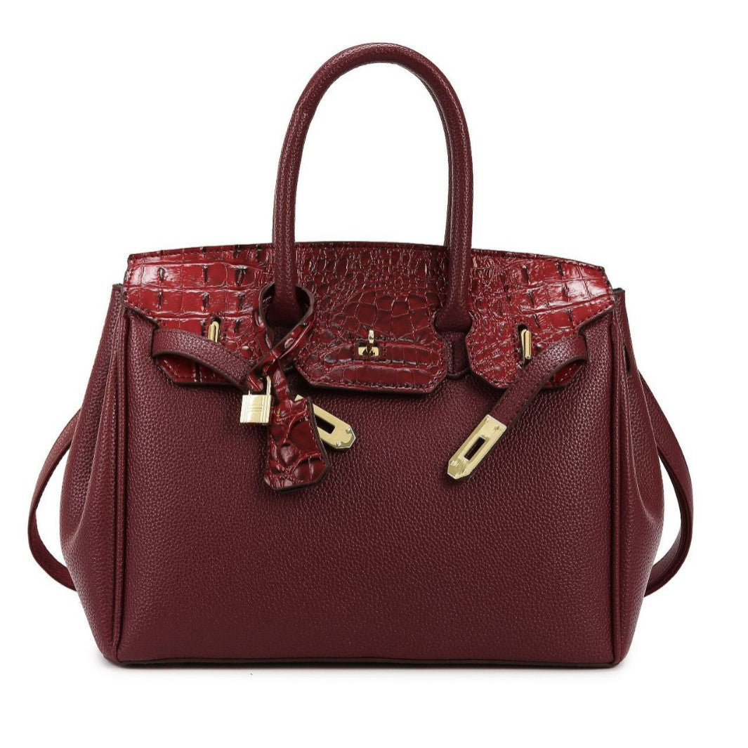 New Arrival Croc-Embossed Birkin-Inspired Tote Bag for Women, Spliced Leather Design with Versatile Top-Handle Shoulder Carry, Ideal Commuter Handbag for Work & Everyday
