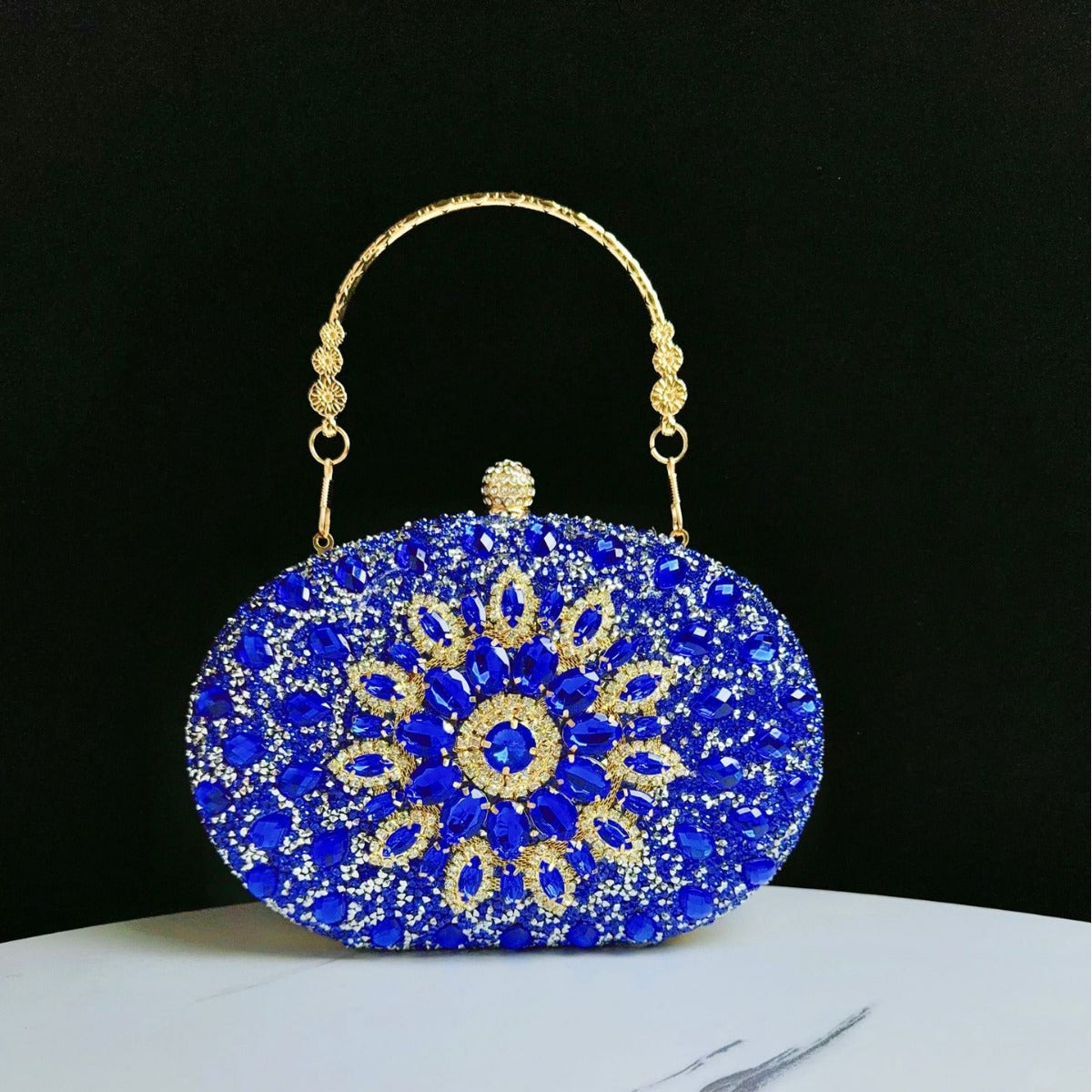 Dazzling Rhinestone Sunflower Egg-Shaped Clutch for Women, A Full Crystal Small Crossbody Bag Perfect for Cheongsam Formal Dresses Banquets & Special Occasions