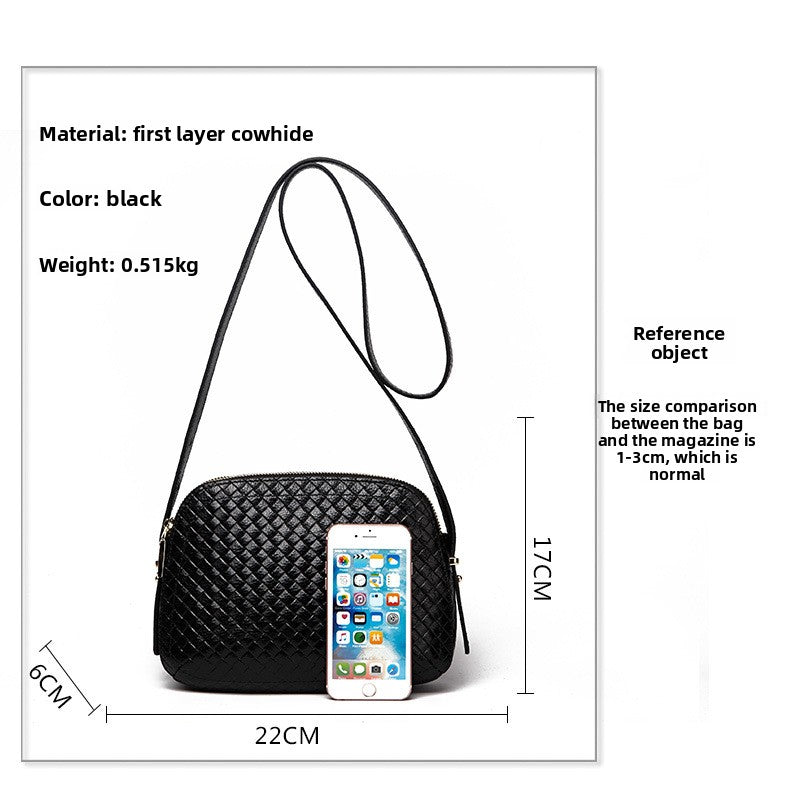 Multi-Layer Woven Genuine Leather Bag, Versatile Shoulder Crossbody Purse, Fashionable Cowhide Mom Handbag for Women