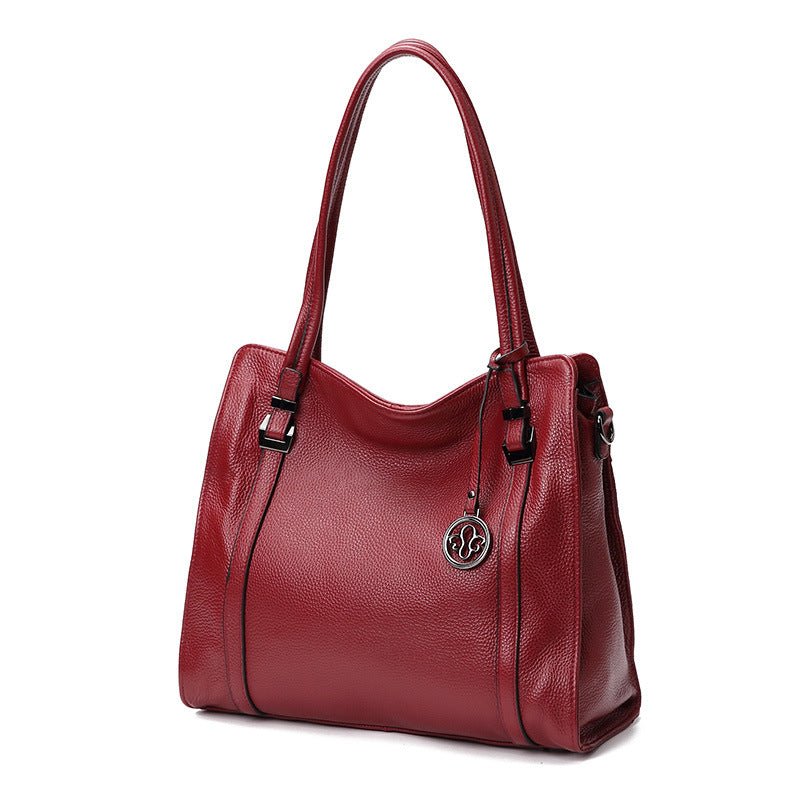 Genuine Leather Large Capacity Handbag for Women, New Fashionable Trendy Shoulder Crossbody Tote Purse, Premium Cowhide Bag for Ladies