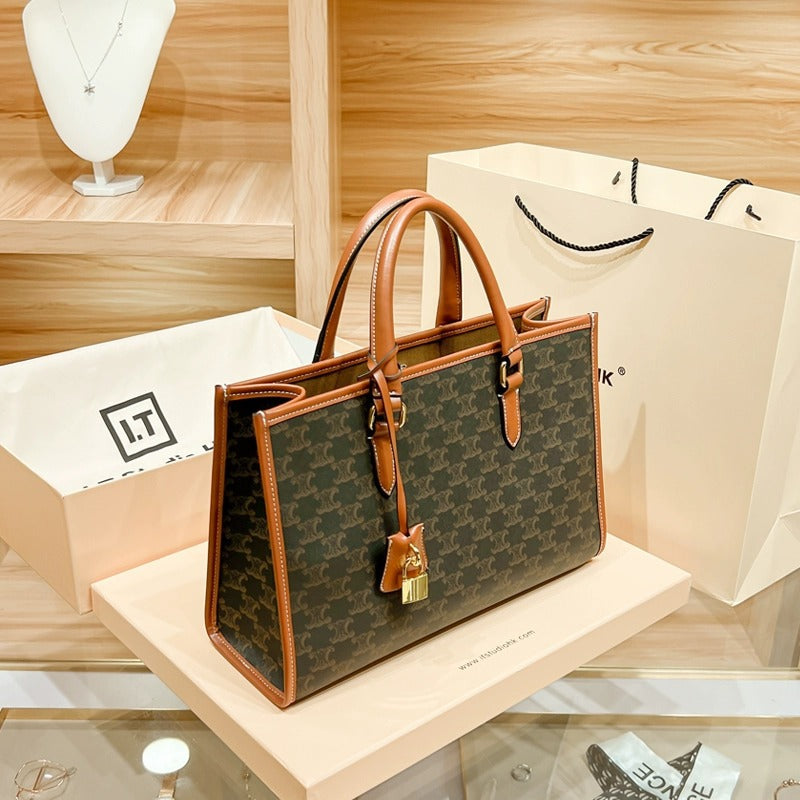 Genuine Leather Large Capacity Tote Bag for Women, New Fall Winter Trendy Commute Top Handle Shoulder Crossbody Purse, Everyday Handbag for Ladies