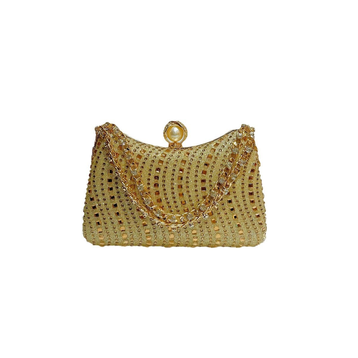 Elegant Rhinestone-Embellished Vintage Evening Bag for Women, A Premium Crystal Top-Handle Chain Crossbody Handbag with Sophisticated Design, Perfect for Banquets Weddings & Special Occasions