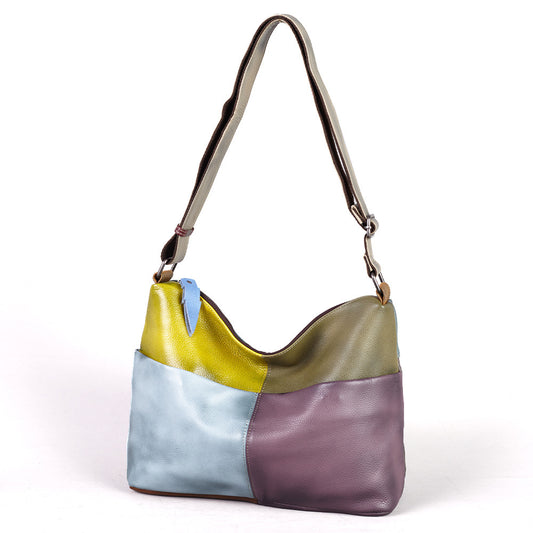 Premium Vintage Color-Block Patchwork Hobo Bag for Women | New Large-Capacity Cross-Body Shoulder Handbag with High-End Sophisticated Design | Trendy Casual Purse with Unique Artistic Flair & Spacious Interior | Effortless Everyday Carryall for Work,