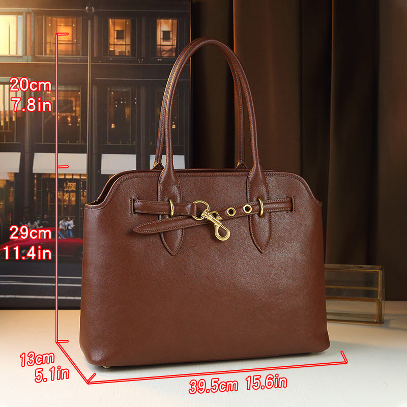 Genuine Leather Vintage Tote Bag for Women Large Capacity Fall Winter Shoulder Underarm Handbag, Premium Purse with Timeless Elegance