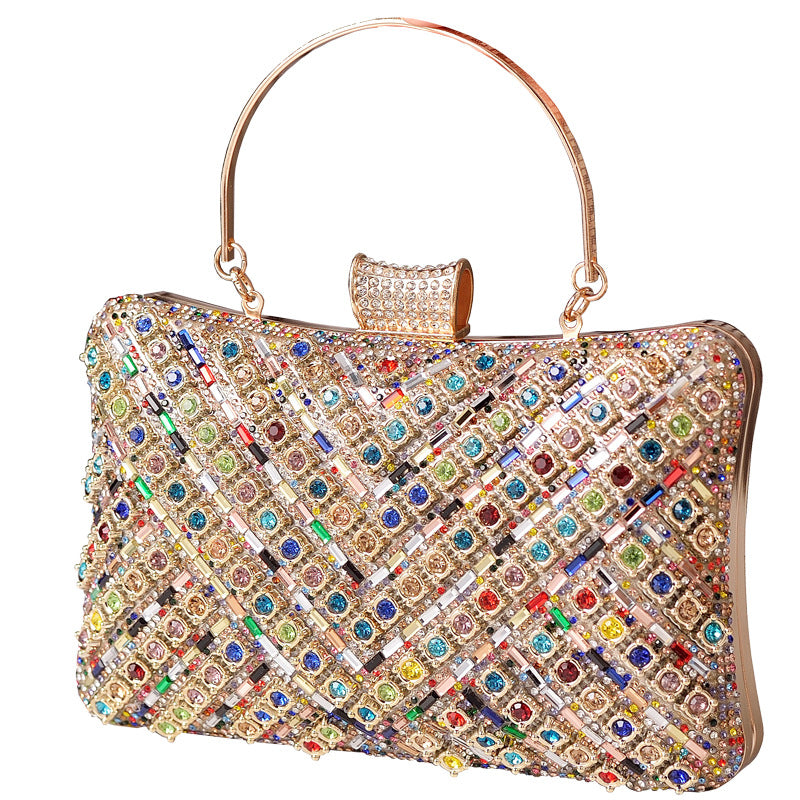 Dazzling Colorful Rhinestone Evening Bag for Women, A Premium Sparkly Banquet Purse with Fashionable Crystal Design, Perfect for Special Occasions