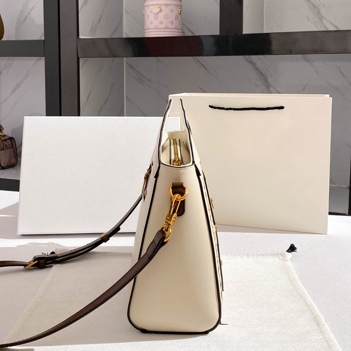 Chic Embroidered Birkin-Inspired Tote Bag for Women, Light Luxury Large Capacity Top-Handle Handbag with Premium Sophisticated Design, Perfect 2026 Everyday Purse