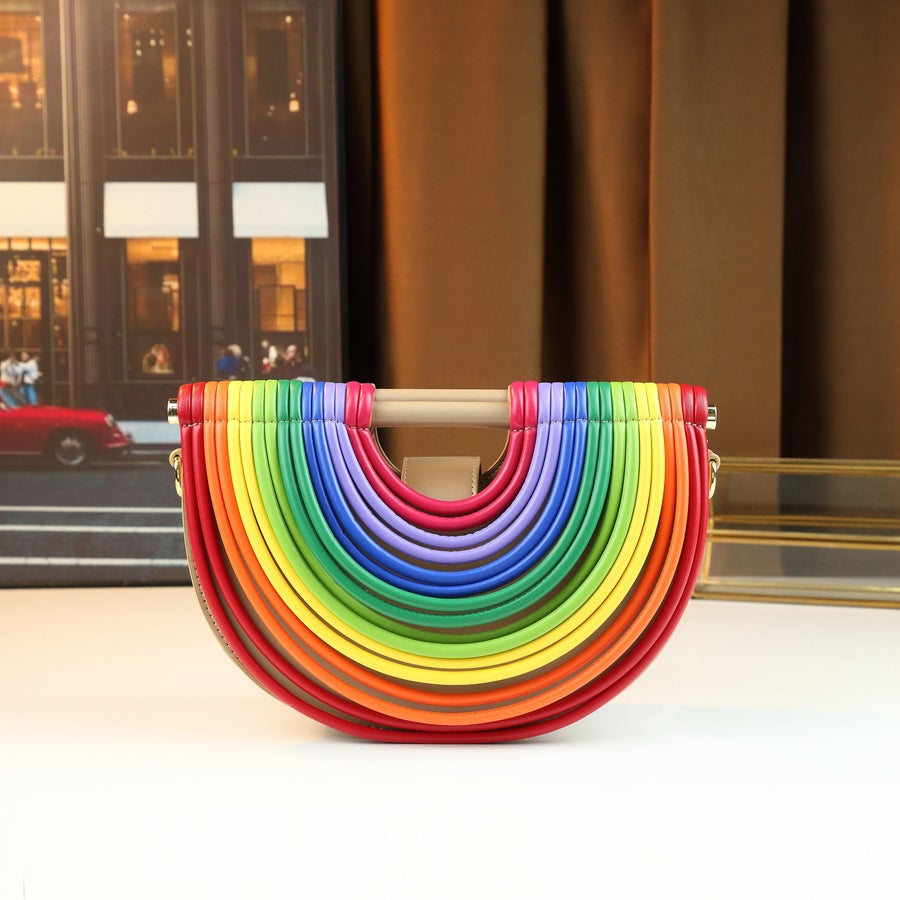 Noodle-Line Design Half-Moon Bag for Women Premium Textured Shoulder Crossbody Purse, Unique Woven Strap Detail with Versatile Everyday Style