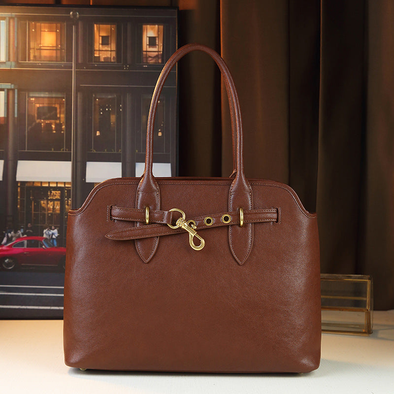 Genuine Leather Vintage Tote Bag for Women Large Capacity Fall Winter Shoulder Underarm Handbag, Premium Purse with Timeless Elegance