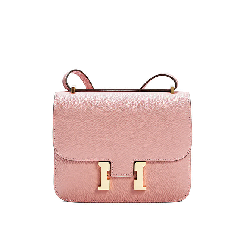 Genuine Cowhide H-Buckle Constance-Style Bag for Women, Versatile Crossbody Shoulder Underarm Purse, Minimalist Summer Handbag with Premium Feel for Ladies