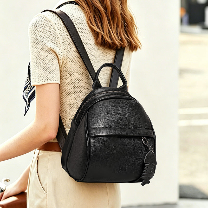Genuine Soft Leather Backpack for Women, Minimalist Versatile Casual Commute Travel Daypack, Large Capacity Premium School Bag for Ladies