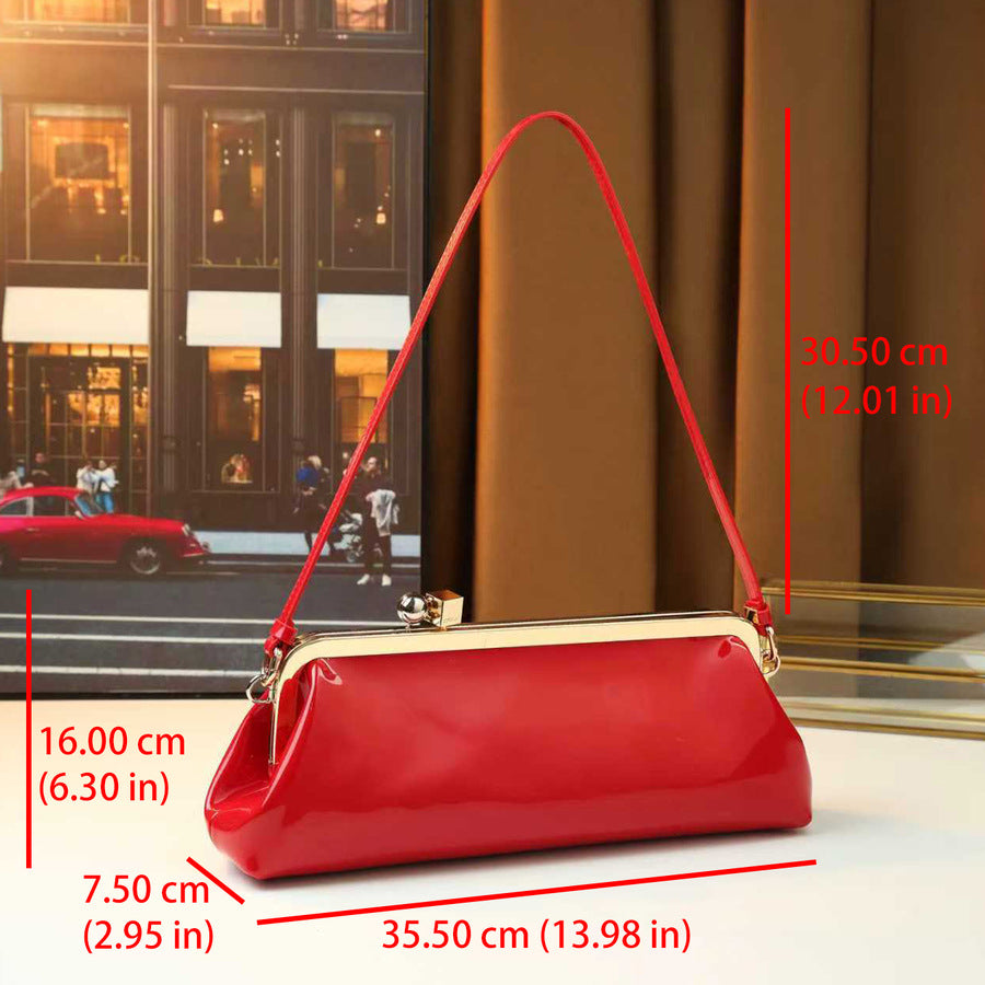Glossy Round Ball Metal Clip Baguette Bag for Women Large Capacity Evening Shoulder Handbag, Premium Statement Purse with Shiny Hardware Accent