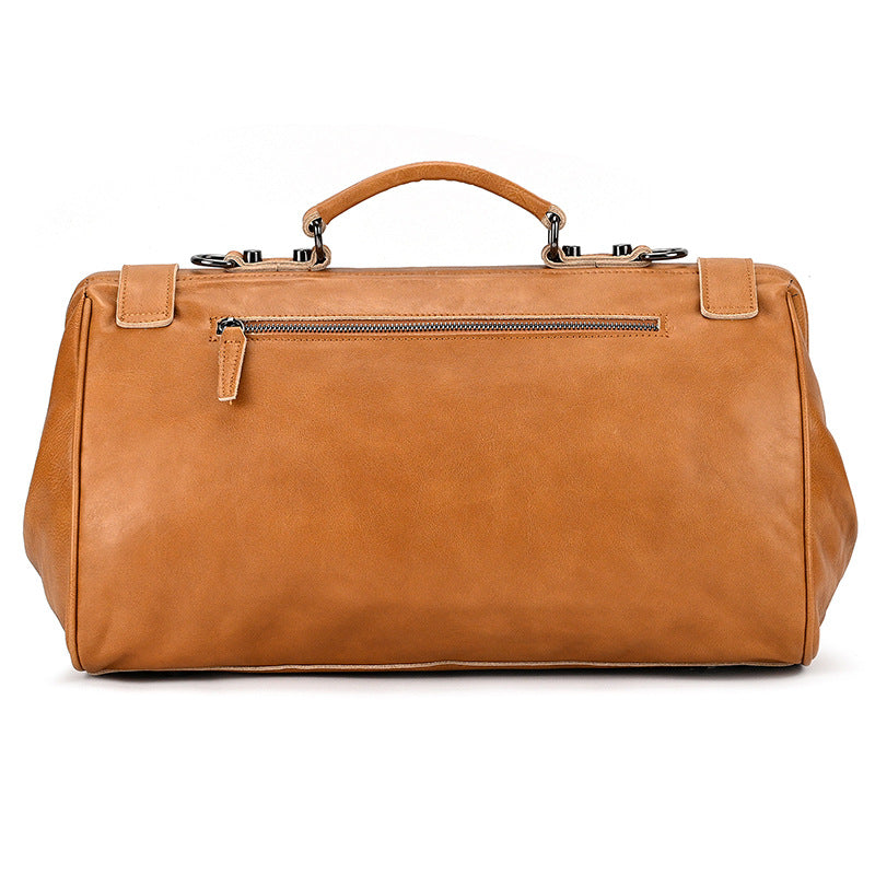 Vegetable-Tanned Leather Vintage Travel Duffle, Trendy Shoulder Crossbody Luggage Bag, Premium Top Handle Weekender for Men