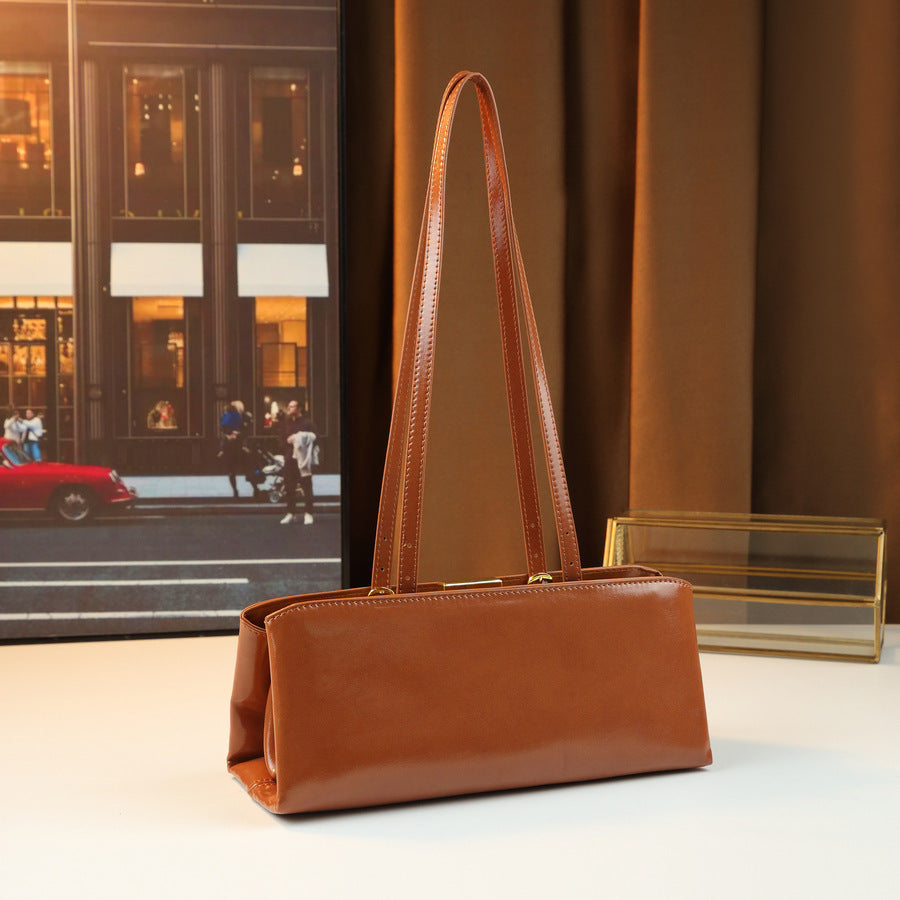New Arrival Light Luxury Solid Color Square Clutch Bag for Women, A High-Texture Top-Handle Underarm Shoulder Handbag with Multi-Layer Design