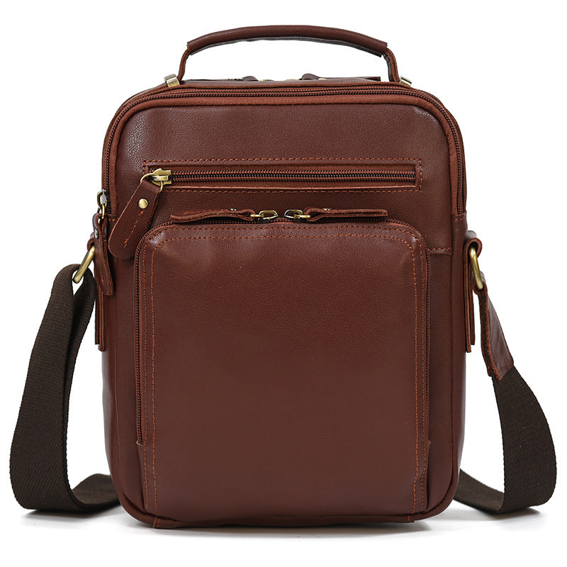 Genuine Leather Shoulder Crossbody Bag for Men, Top Handle iPad Pouch, Minimalist Fashionable Casual Bag for Men