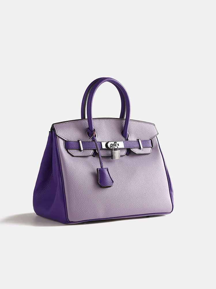 Premium Color Block Birkin-Style Tote Bag, Shoulder Crossbody Top Handle Purse, High-Quality Handbag for Women