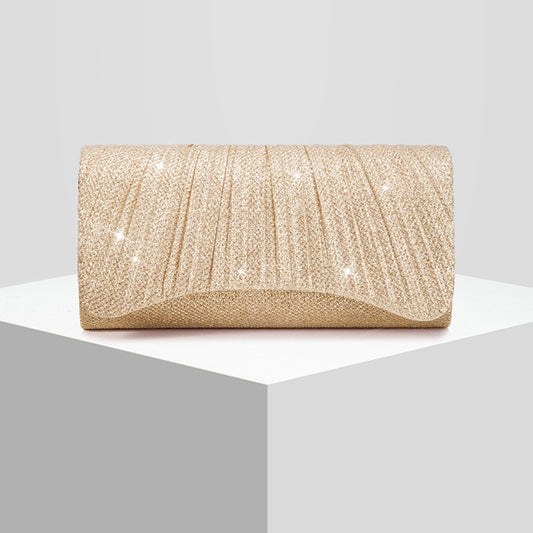 Elegant Sparkly Pleated Evening Clutch for Women, A Glamorous Chain Banquet Bag Perfect for Weddings Formal Dresses & Special Occasions
