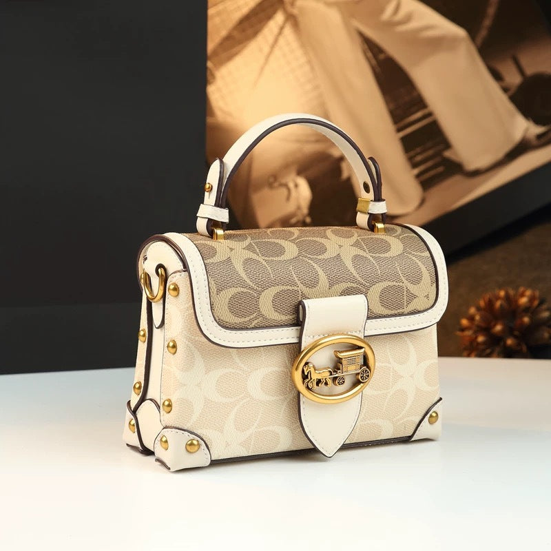 Genuine Leather Color Block Printed Box Bag for Women, Niche Fashionable Premium Shoulder Crossbody Purse, Unique Designer Handbag for Ladies