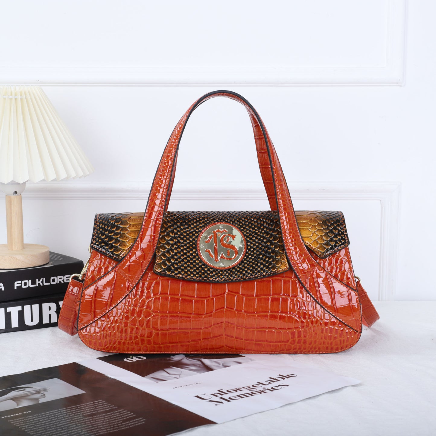 Patent Leather Snakeskin Embossed Tote Bag for Women Large Capacity Light Luxury Handbag, Glossy Finish Purse with Exotic Texture