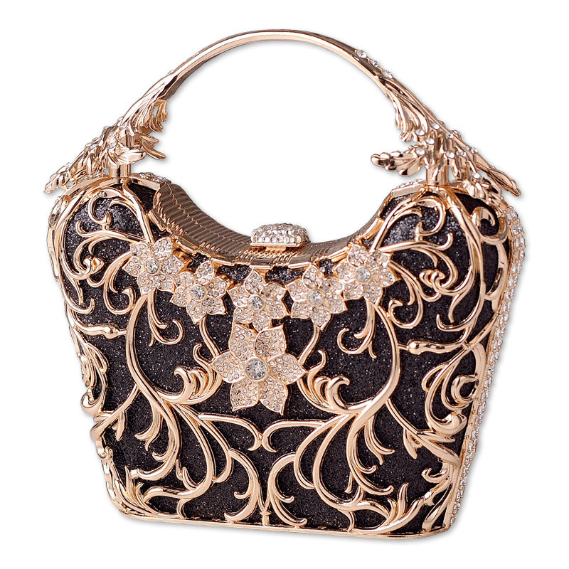 Elegant Black Hollow-Out Evening Clutch for Women, A Sparkly Premium Banquet Party Handbag with Sophisticated Design, Perfect for Special Occasions