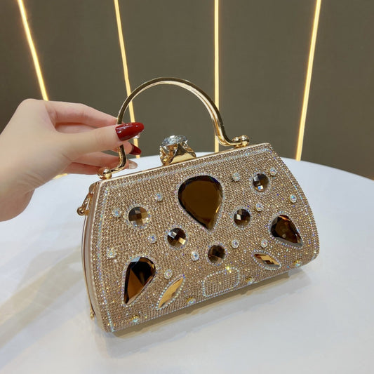 Dazzling Rhinestone-Embellished Evening Bag for Women, A Glamorous Luxurious Top-Handle Handbag with Versatile Crossbody Shoulder Strap, Perfect for Banquets Weddings & Formal Gowns