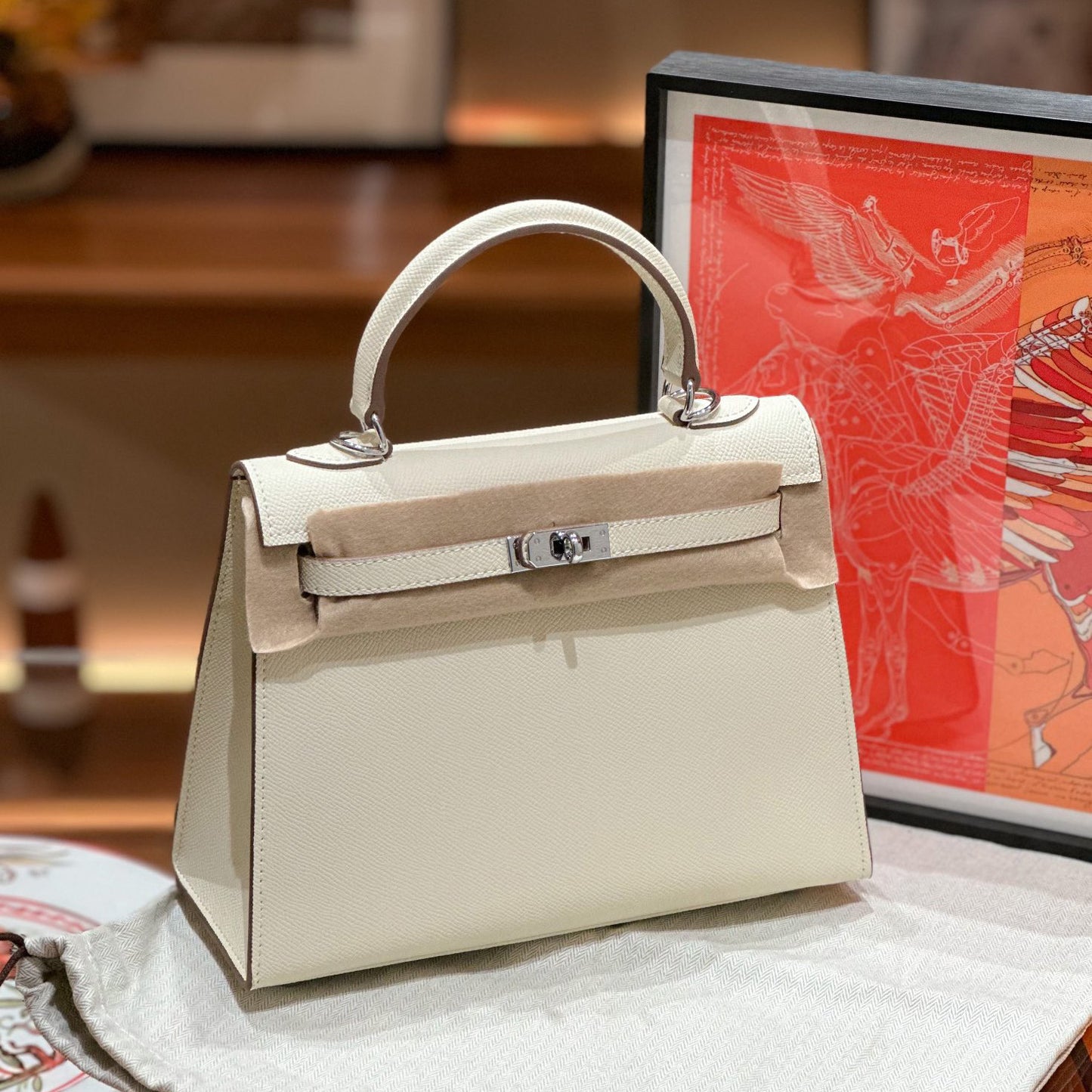 Genuine Leather Palm Pattern 2nd Gen Kelly-Style Handbag for Women, Gold & Silver Hardware Top Handle Shoulder Crossbody Purse, Fashionable Bag for Ladies