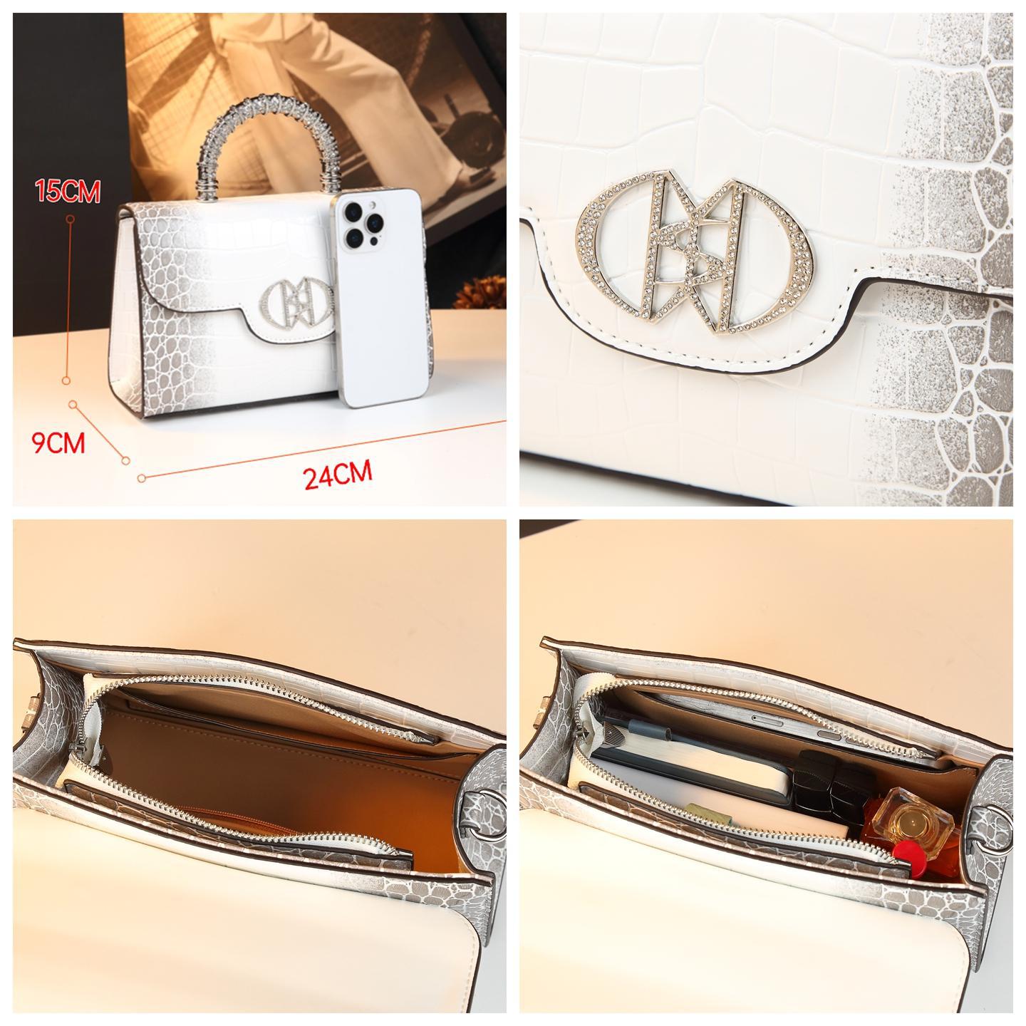 New Arrival Minimalist Croc-Effect Light Luxury Bag for Women, An Elegant Top-Handle Crossbody Shoulder Commuter Handbag with Fashionable Design