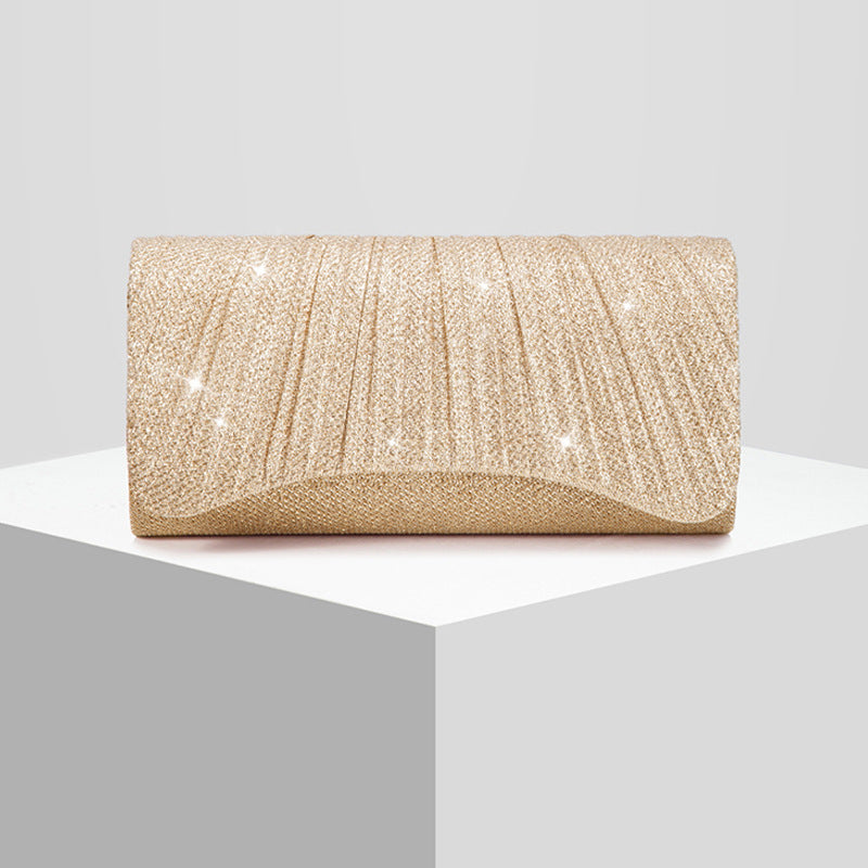 Elegant Sparkly Pleated Evening Clutch for Women, A Glamorous Chain Banquet Bag Perfect for Weddings Formal Dresses & Special Occasions