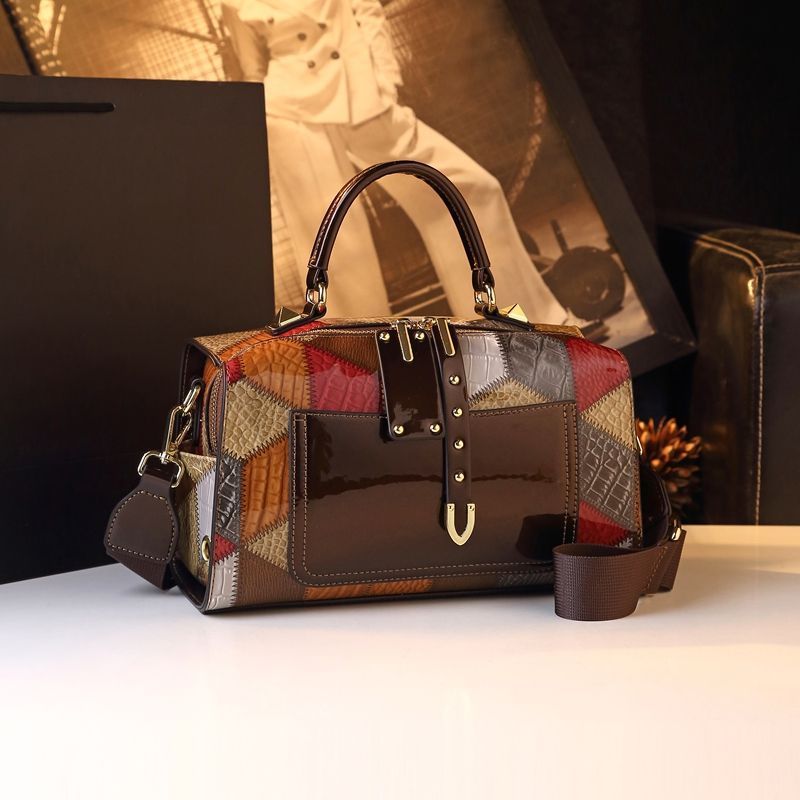Croc-Embossed Diamond-Quilted Leather Crossbody Bag for Women – New Style Pillow Shoulder Tote, Exquisite Genuine Leather Handbag with Versatile Carry Options