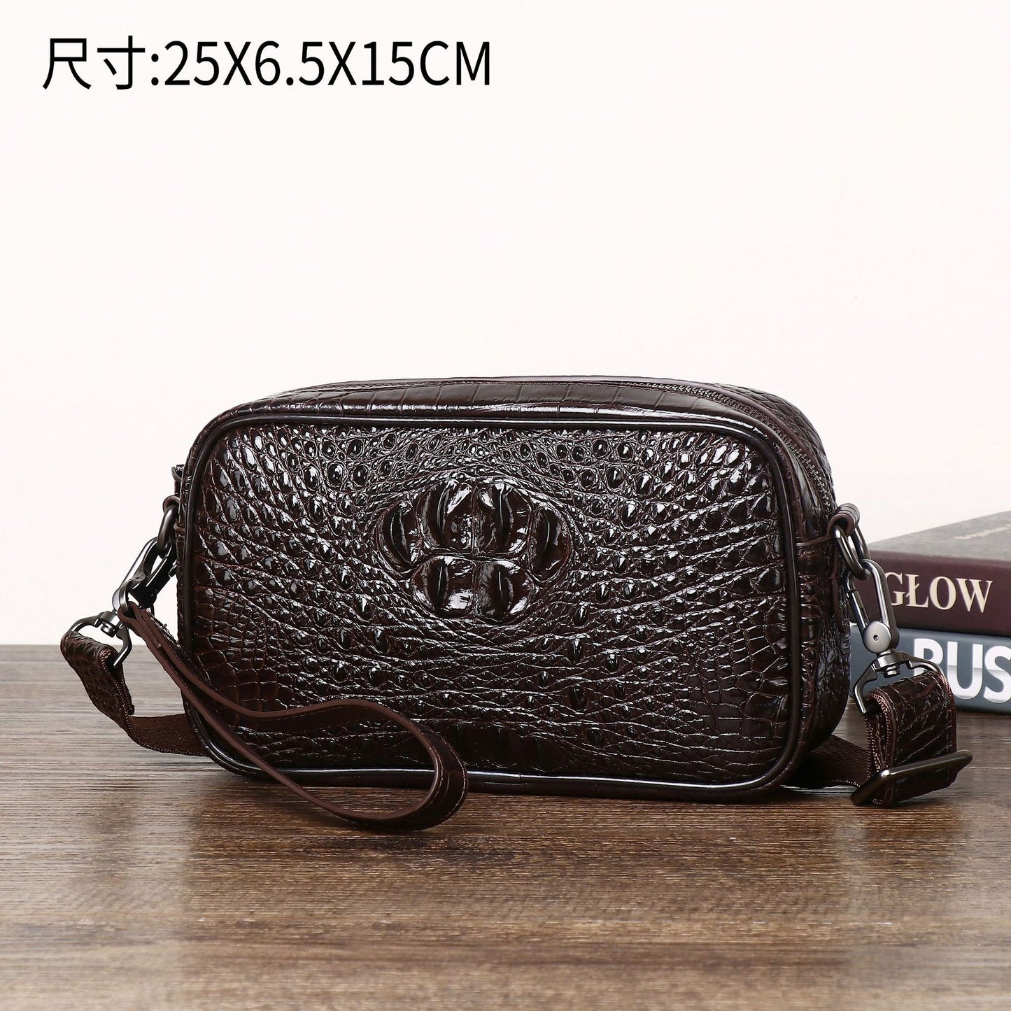 New Arrival Croc-Effect Small Shoulder Bag for Men, A Minimalist Versatile Casual Crossbody Backpack with Urban Simple Style, Perfect Everyday Bag