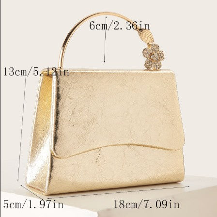 Rhinestone Embellished Light Luxury Evening Clutch for Women, New Floral Top Handle Party Purse, Versatile Designer Handbag for Ladies