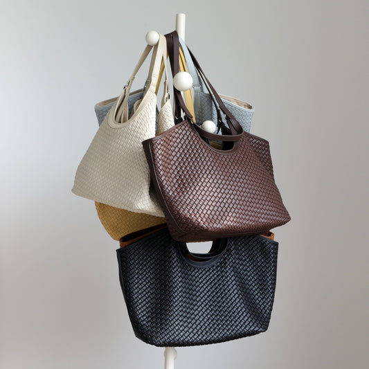Woven Tote Bag for Women Large Capacity Relaxed Commuter Shoulder Handbag, Premium Versatile Purse with Natural Textured Design