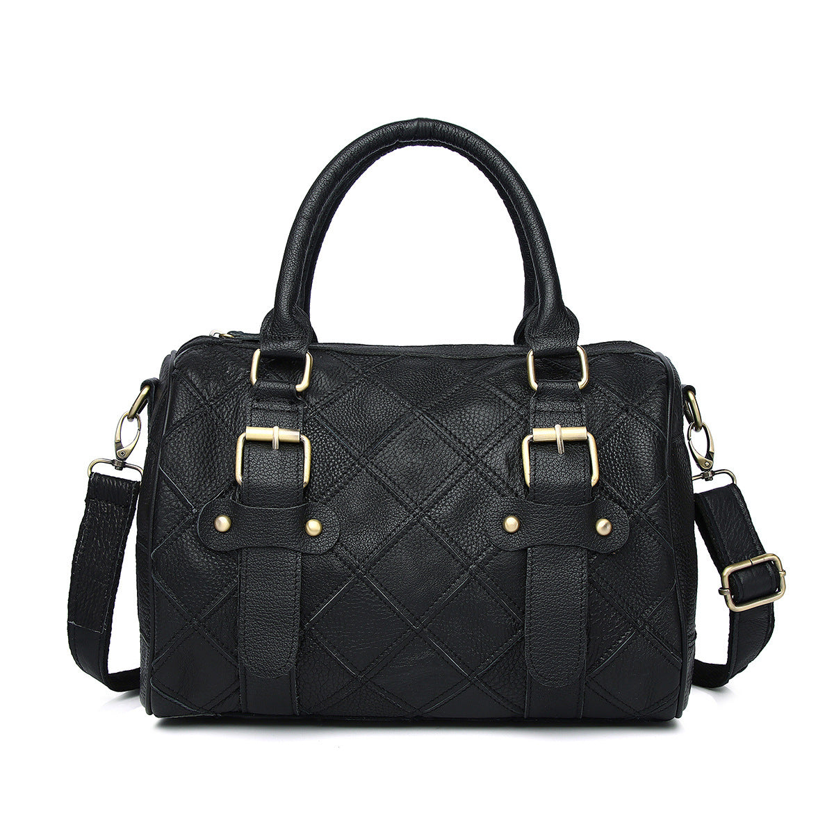 New Color Block Patchwork Messenger Bag in Top Layer Cowhide, Casual Pillow Top Handle Crossbody Purse, Stylish Handbag for Women